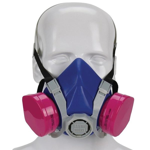 Msa Safety SAFETY WORKS SWX00319 Toxic Dust Respirator, M Mask, P100 Filter Class, 9997  Filter Efficiency SWX00319/817671